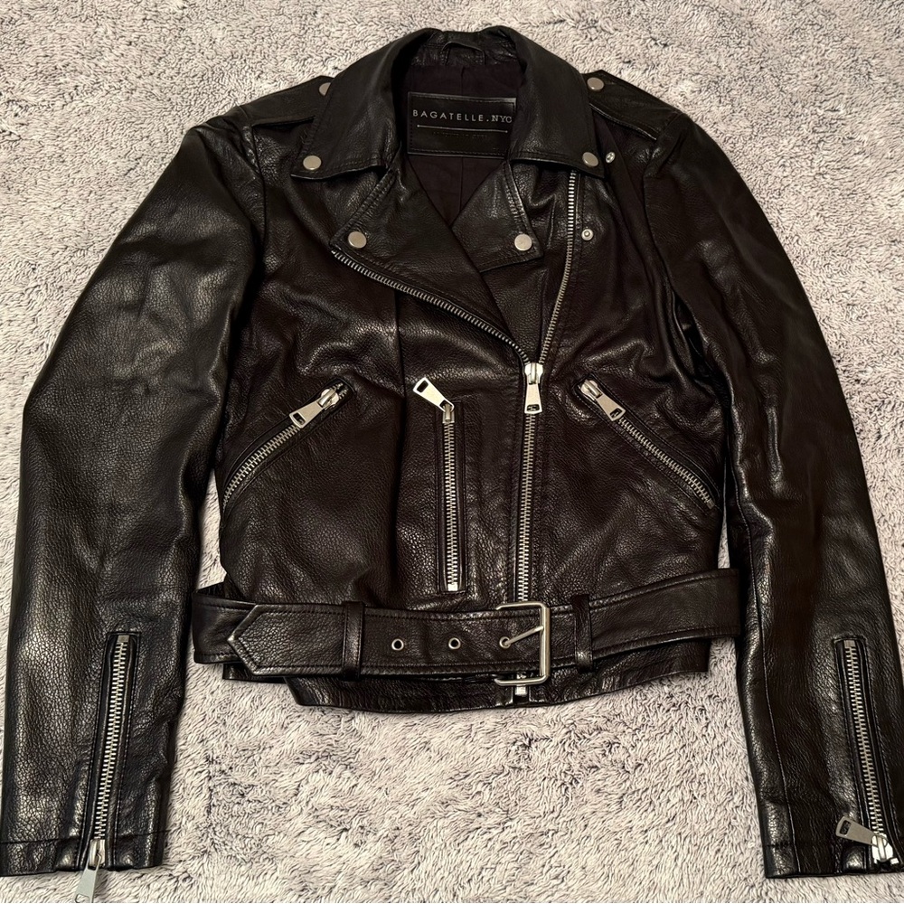 Bagatelle Women's Black Leather Moto Jacket